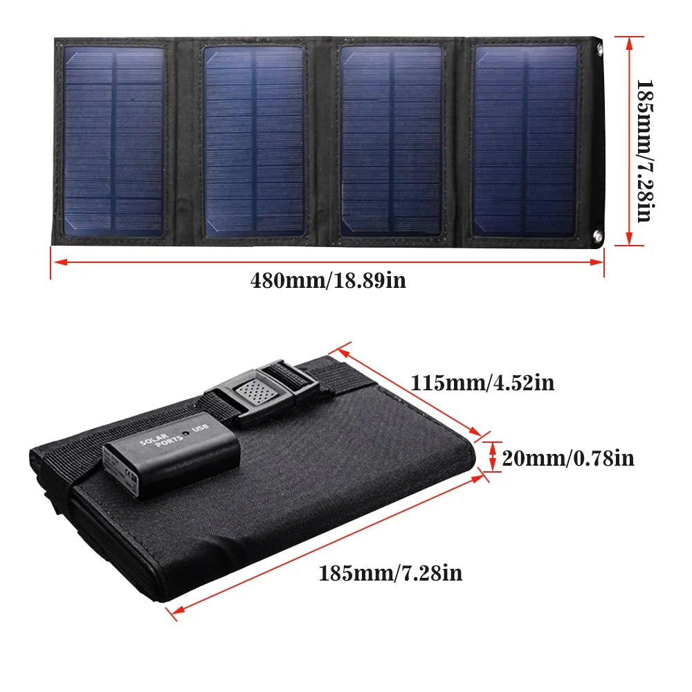 DFITO 80W Outdoor Foldable USB Solar Panel Power Bank for Camping Hiking