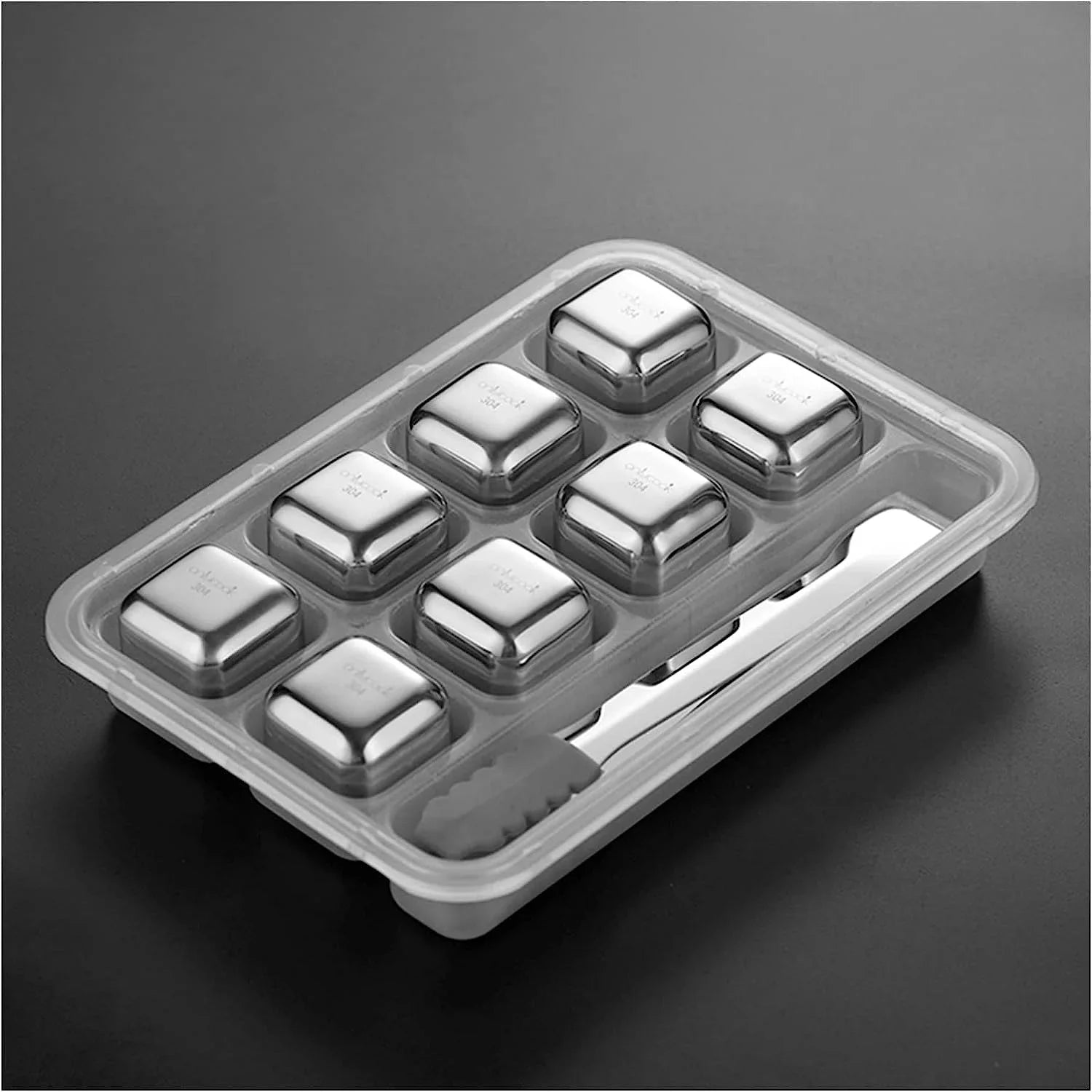Whiskey Ice Cubes Stainless Steel Ice Cubes for Drinks Chilling Set of 4/6/8 with Box, Reusable Metal Whiskey Stones, Wine Chiller Rocks No Dilution Fluid Ice for Scotch, Vodka, Rum (Size : 8pcs