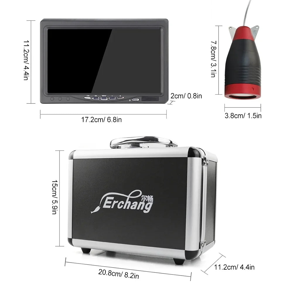 Erchang 7 Inch DVR Liquid Fishing Camera for Lake Sea Fishing, Portable Video Fish Finder