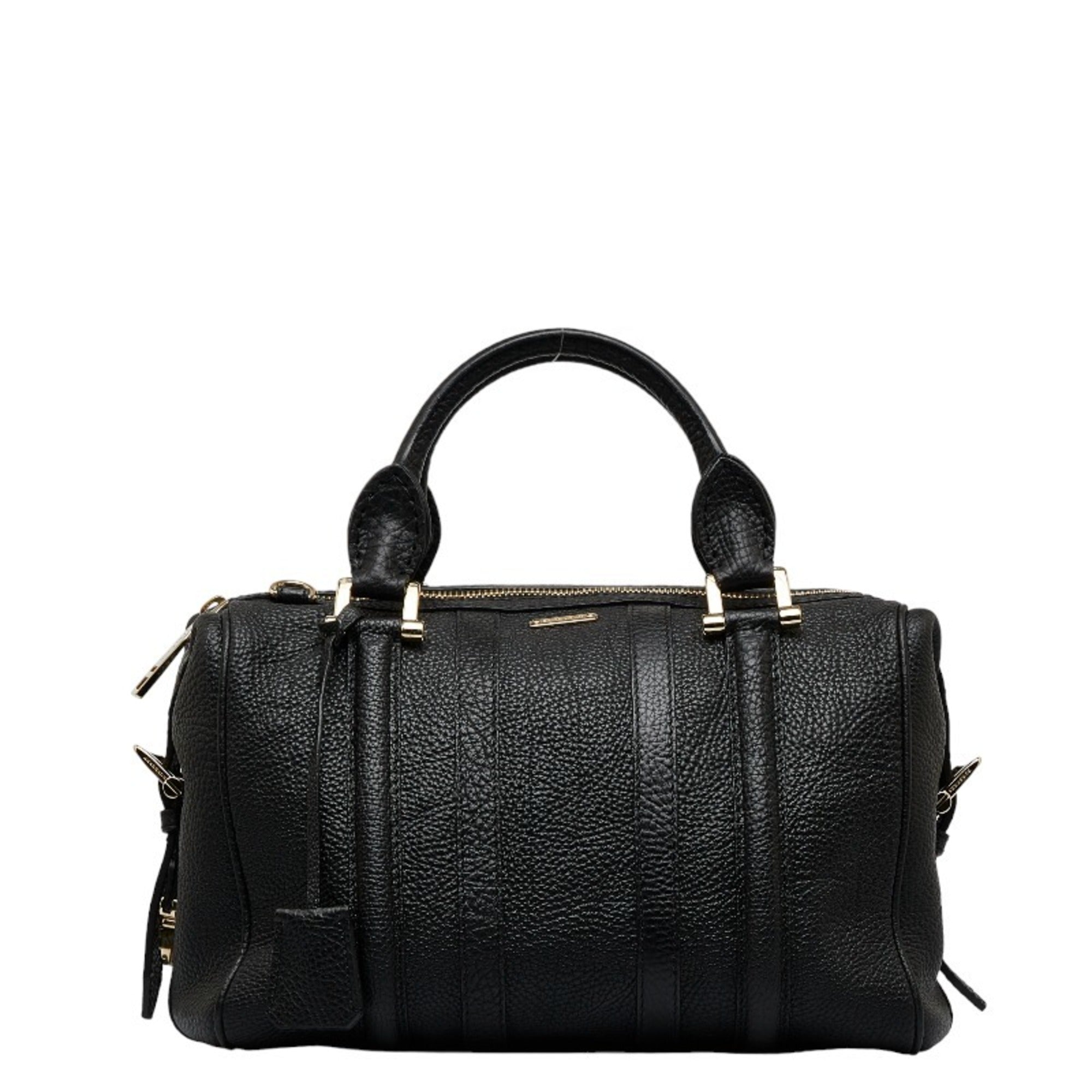 Pre-Owned Burberry Side Belt Metal Handbag Shoulder Bag Black Grain Calf Leather Women's BURBERRY (Good)