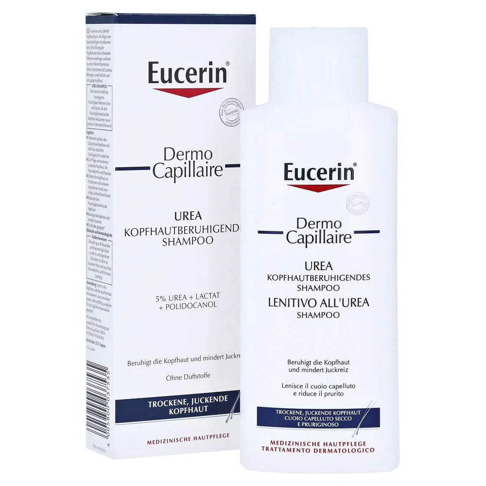 Eucerin DermoCapillaire Calming Urea Shampoo 250ml | Dry Scalp Shampoo | Psoriasis Scalp Treatment | Exfoliating Shampoo for Dandruff and Itchy Scalp | Medicated Shampoo for Scalp Problems