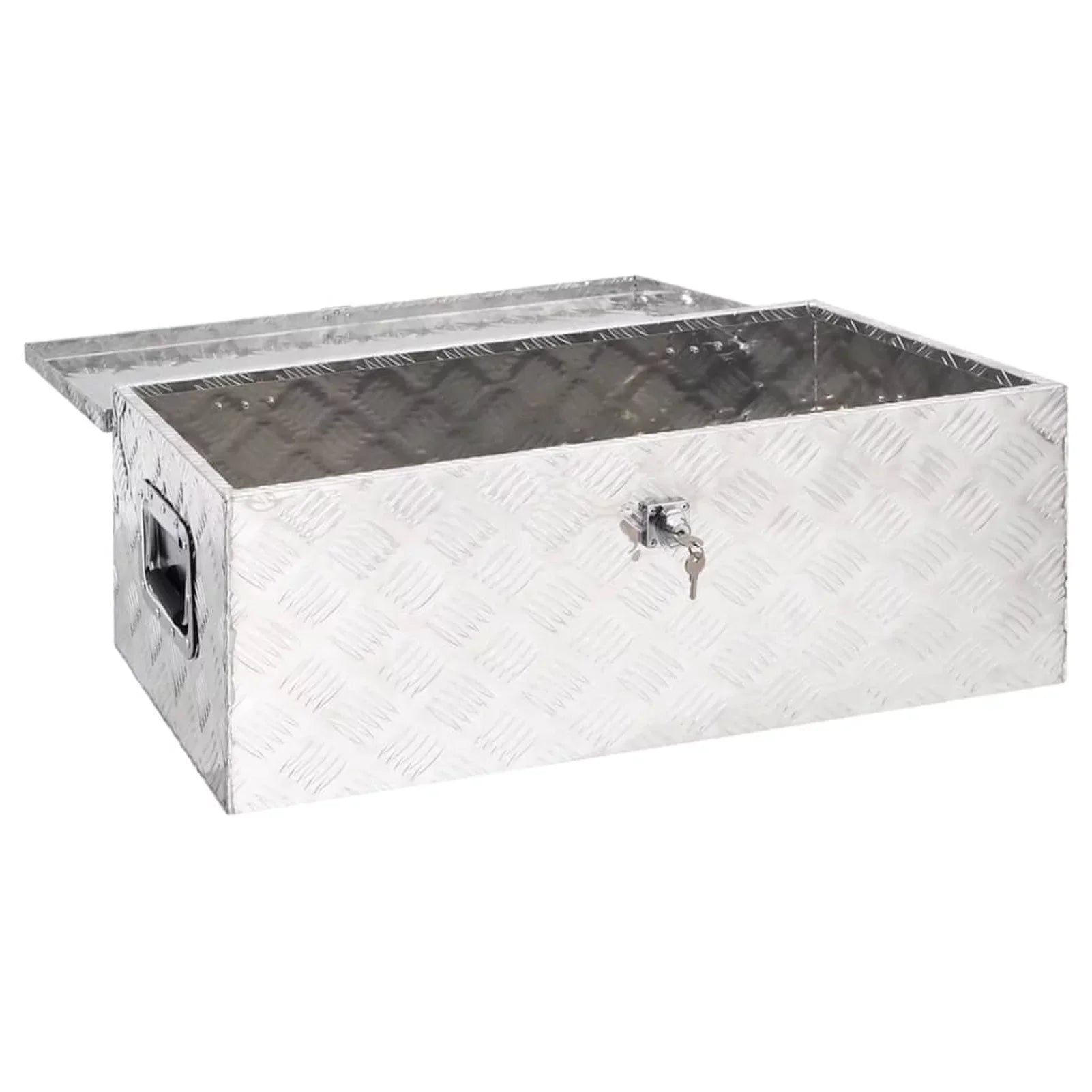Anself Aluminum Tool Box Truck Toolbox Lockable Underbody Organizer Storage Case Trailer Box Silver for Vehicle, Garage, Camping Trip 35.4 x 18.5 x 13.2 Inches (L x W x H)