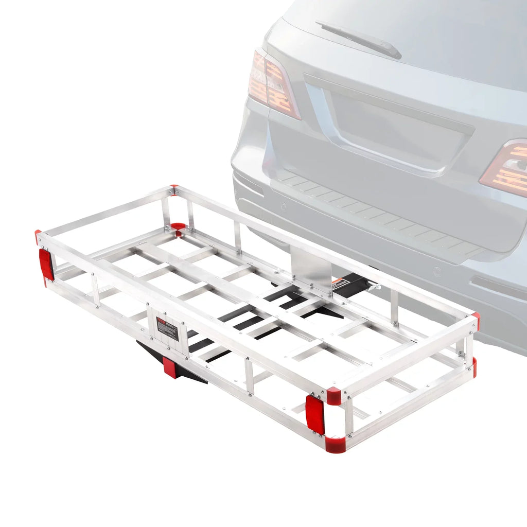 BENTISM Hitch Mount Cargo Carrier 47 x 20 x 6 in 500lb Aluminum Corrosion-Resistant Fits 2" Receiver Cargo Basket for SUVs Sedans Vehicles