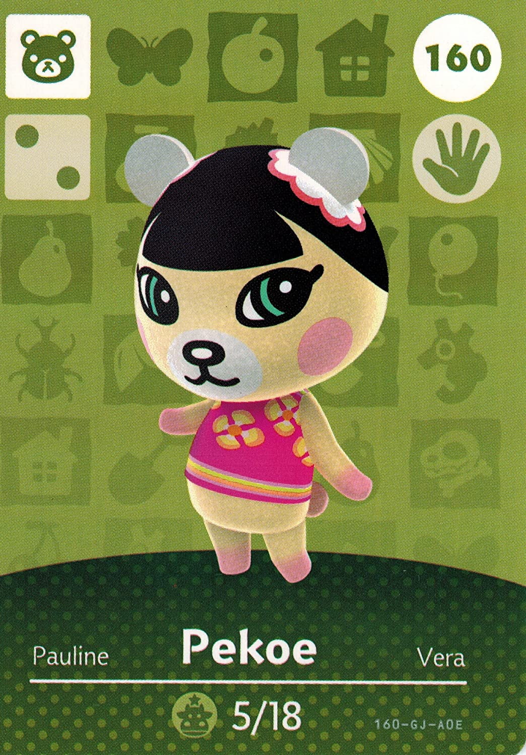 Nintendo Animal Crossing Happy Home Designer Amiibo Card Pekoe 160/200 USA Version