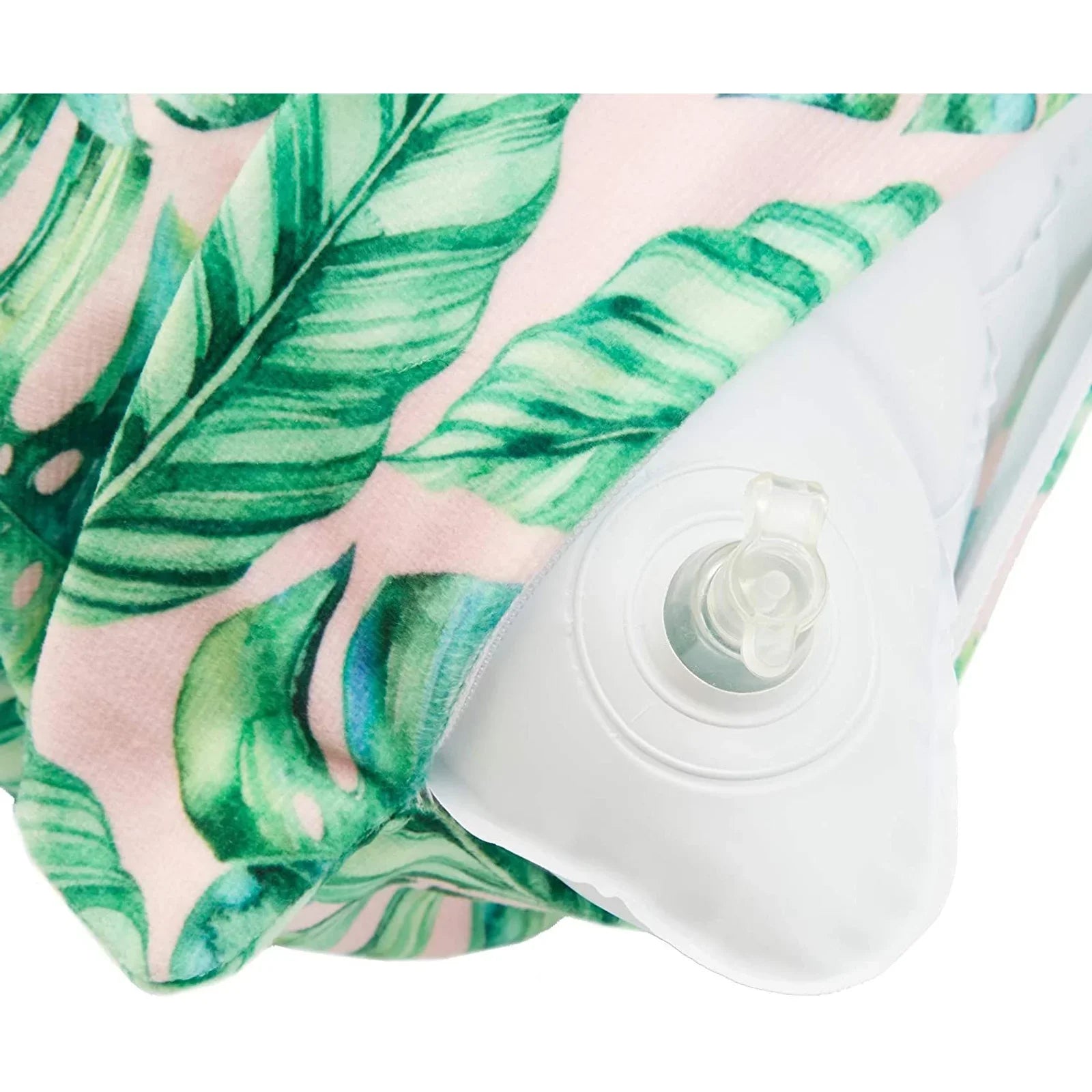 Blue Panda Inflatable Beach Pillow for Pools Travel Vacations, Tropical Leaves