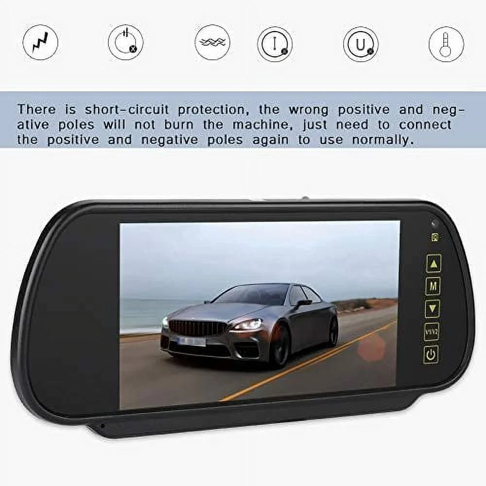 Bileeko 7 Inch Digital LCD Car Monitor Monitor for Parking Backup Camera with Bracket, Vehicle Rear View External Car Rearview Mirror, Car DVD Display