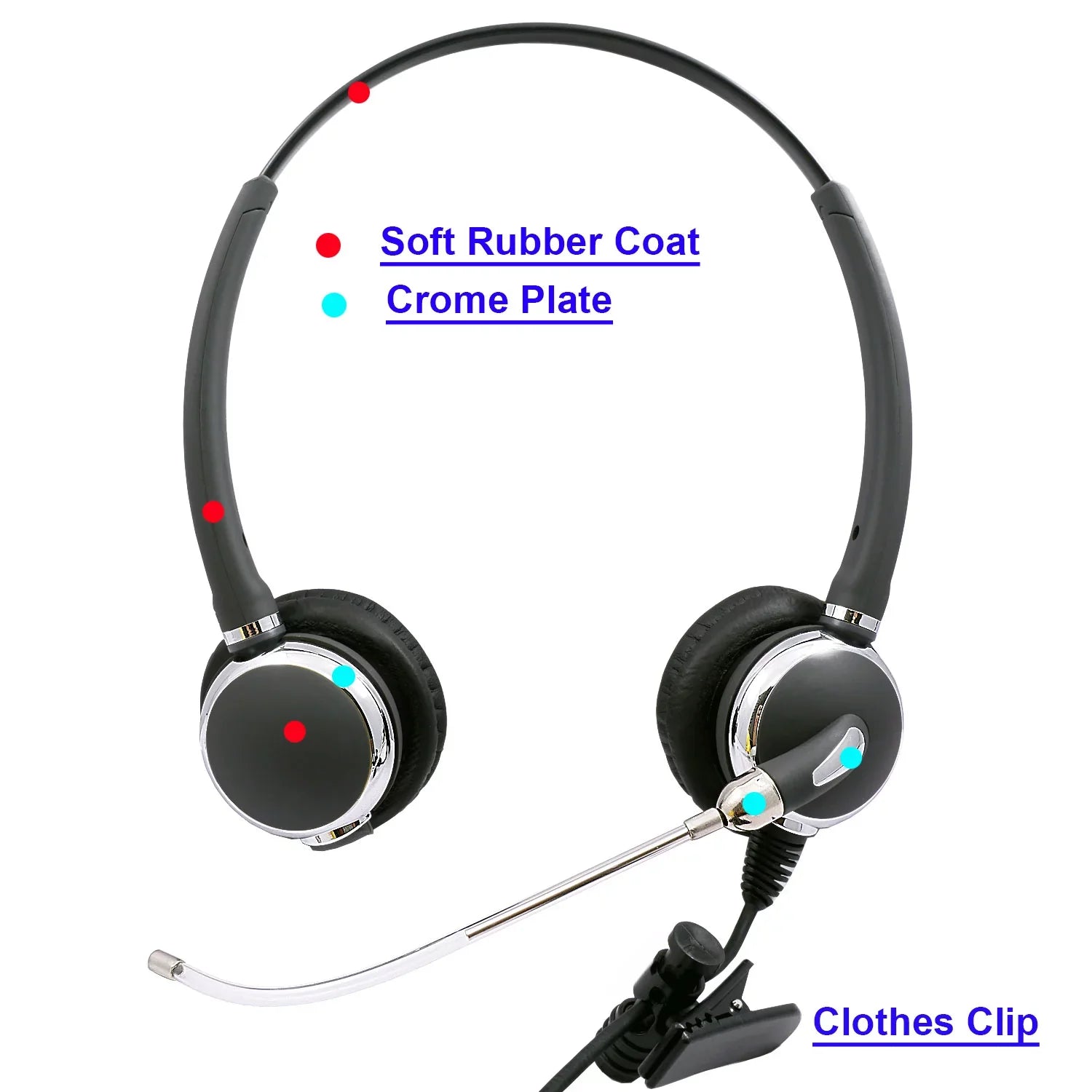 Desk Phone Headset for Cisco - Voice Tube Mic Binaural Headset with RJ9 Cisco Headset Adapter