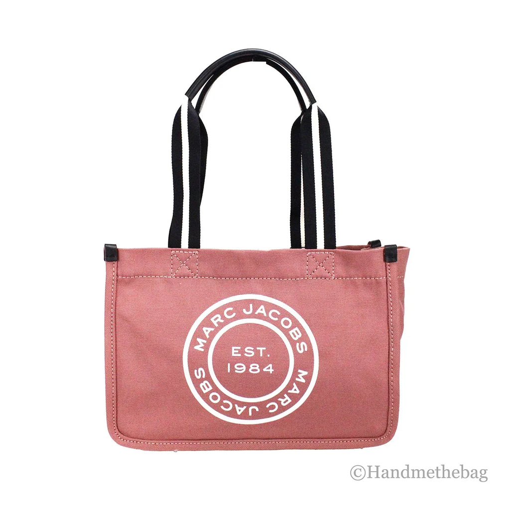 Marc Jacobs Medium Dusty Rose Canvas Fabric Shoulder Convertible Tote Purse Bag