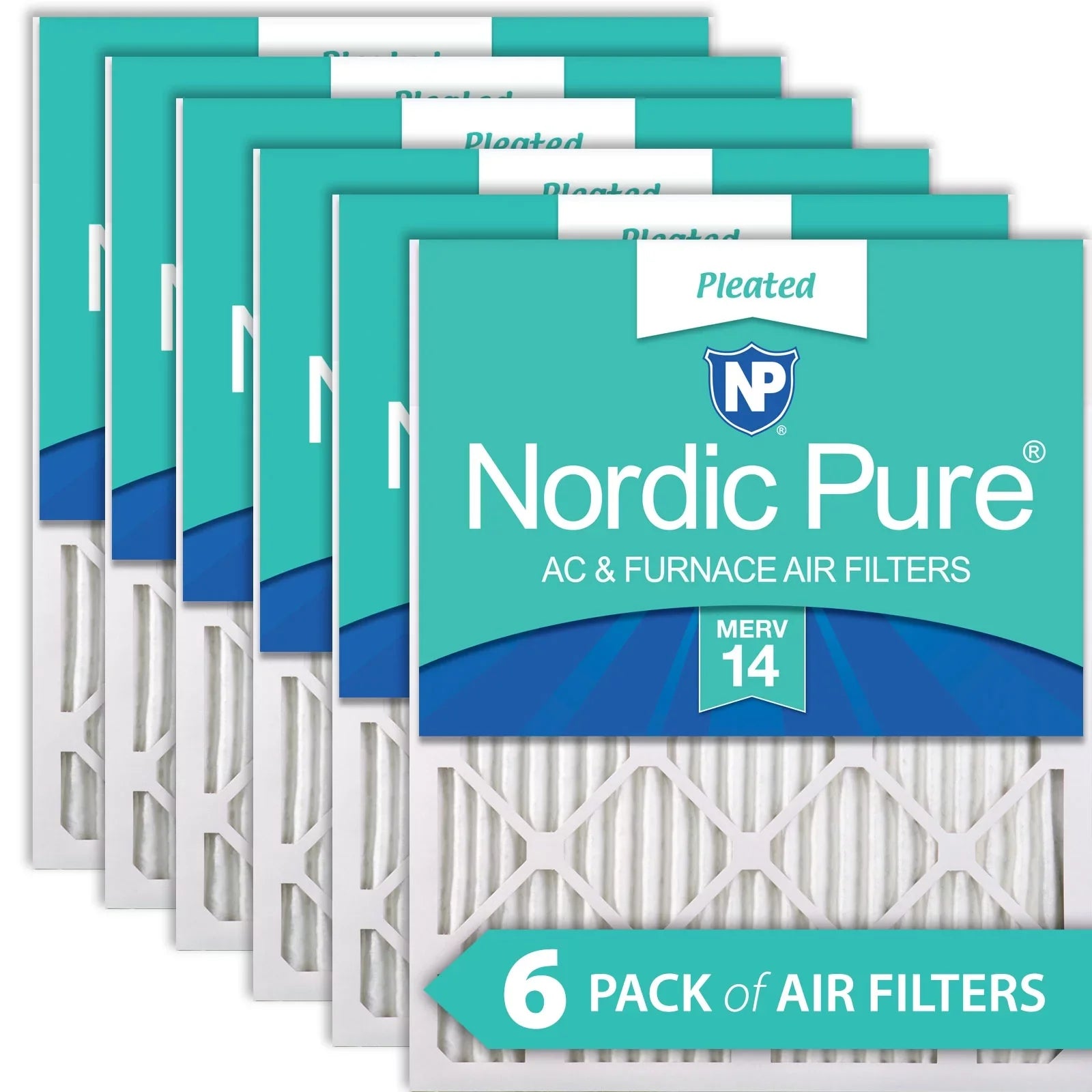 Nordic Pure 10x24x1 Pleated MERV 14 Air Filters 6 Pack