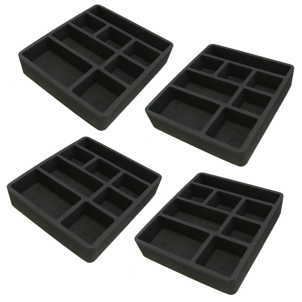 Polar Whale 4 Piece Desk Drawer Organizers Tray Non-Slip Liquid Insert for Office Home Shop Garage 12 X 10.5 X 2 Inches Black 8 Compartments Extra Deep Set of 4