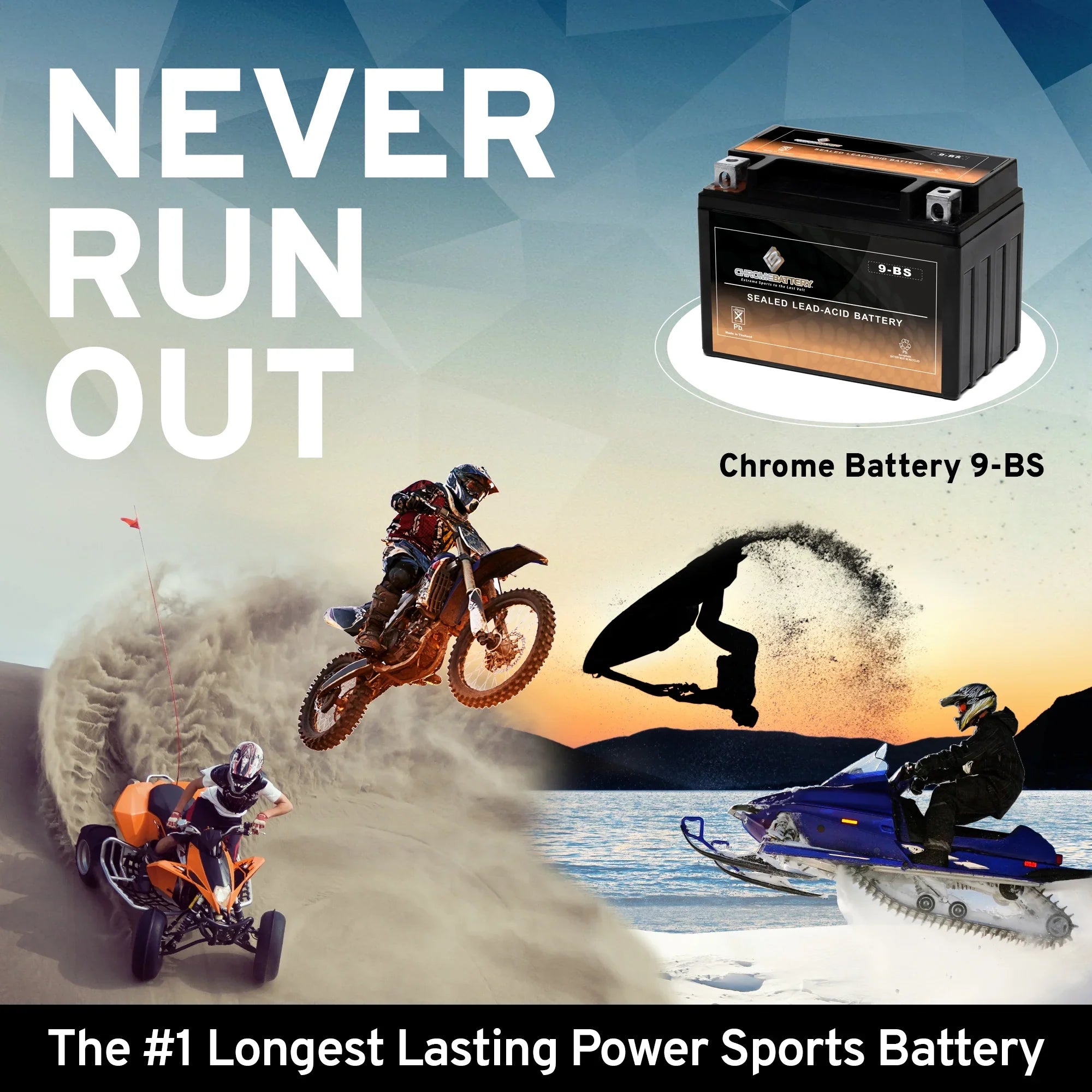 Chrome Battery Ytx9-Bs Atv Battery for Suzuki 400Cc Lt-Z400 Quadsport 2004