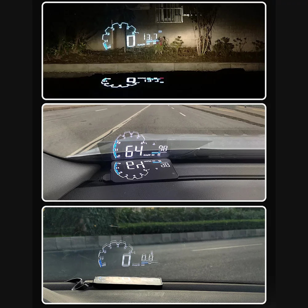 Apexeon Car Head Up Projector, Digital Speedometer Display with Voltage and Oil Consumption , Liquid Temperature Gauge, Total Driving Time ， Optimize Your Driving Functionality