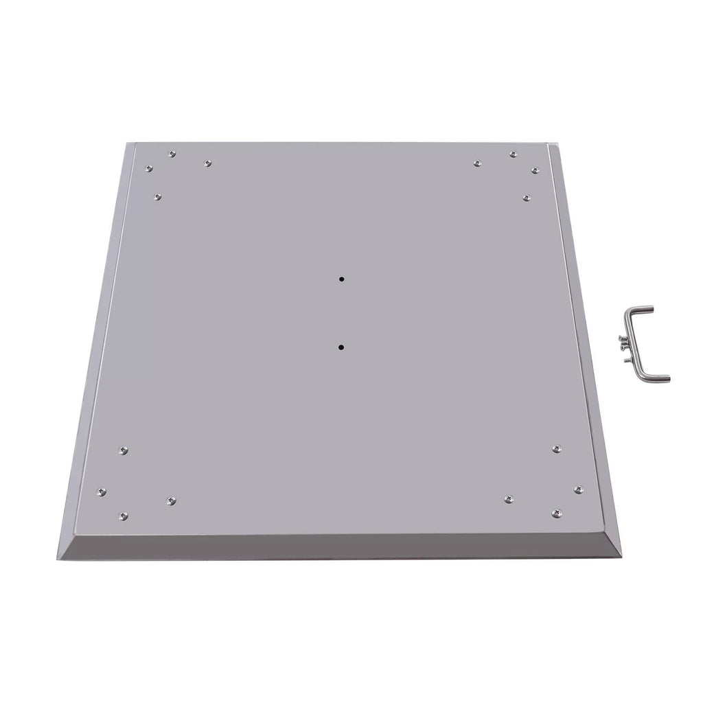 Miumaeov Square Fire Pit Burner Cover to Push Heat Down and Out Fire Pit Heat Deflector 24*24in with Foldable Legs Stainless Steel