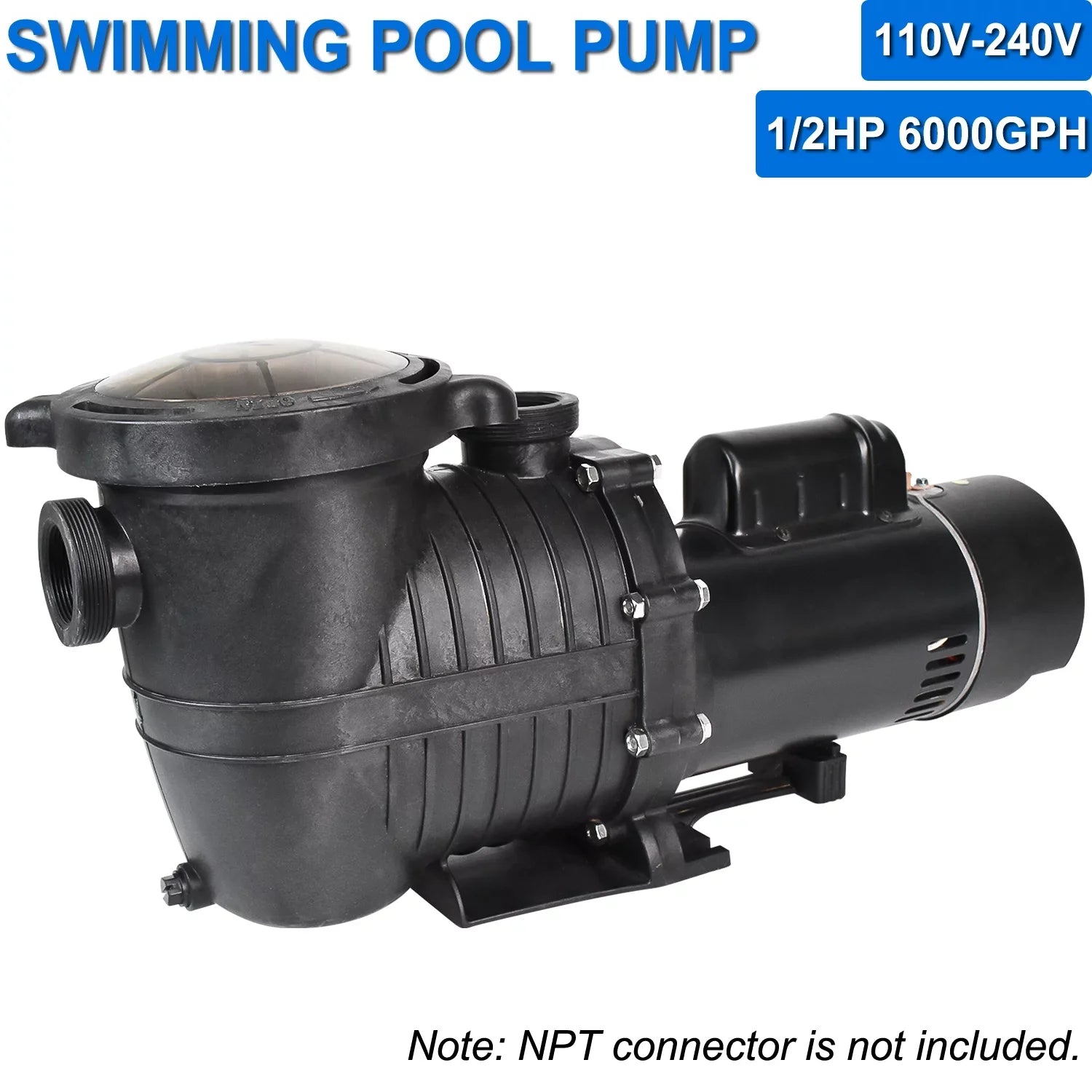 iMeshbean In-ground Swimming Pool Pump, 1.5HP Motor 110V-230V, 6000GPH, Head Max 69FT, for Above Ground Swimming Pool and Inground Pool Liquid Circulation, w/ Strainer Basket