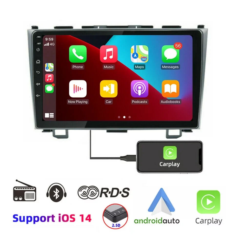 JMANCE Double Din Car Stereo with Bluetooth for Honda CR-V 2007-2011 Android 10 GPS Navigation Quad Core 2+16GB with Free Backup Camera