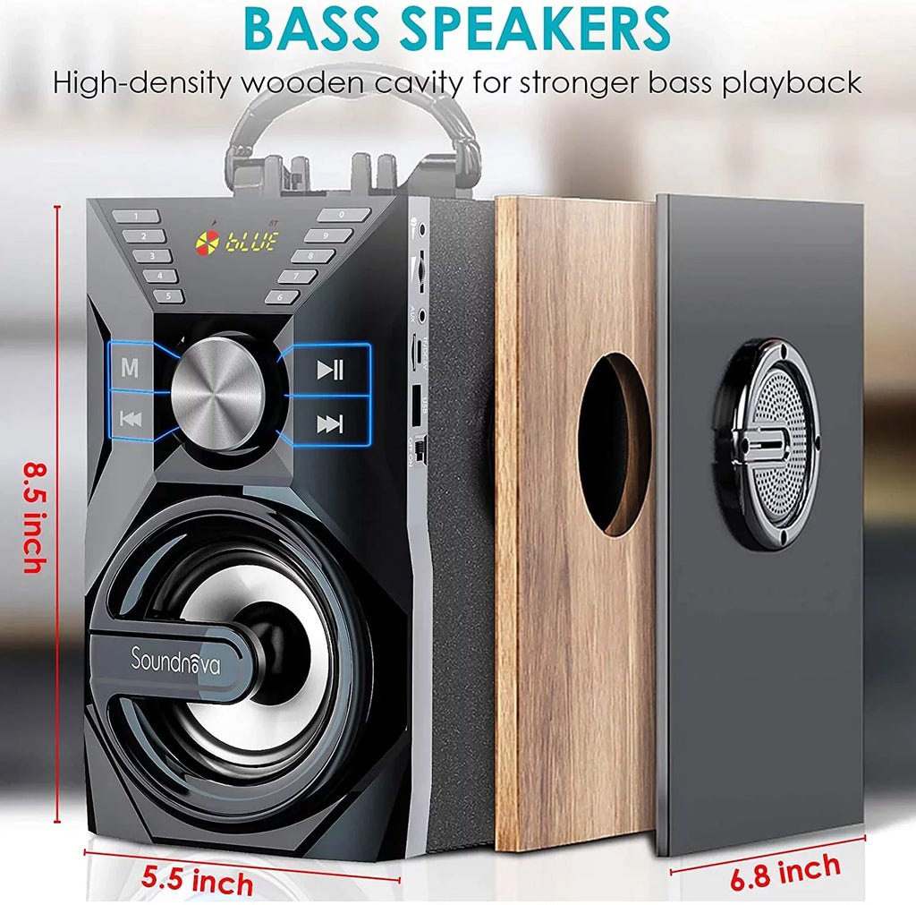25W(35W Peak) Portable Bluetooth Speaker, Loud Party Wireless Speaker with 10W Subwoofer 6000mah Libattery LCD Display Light Mic AUX Remote Control U Disk TF Card, for Home Outdoor Pool Beach Camping