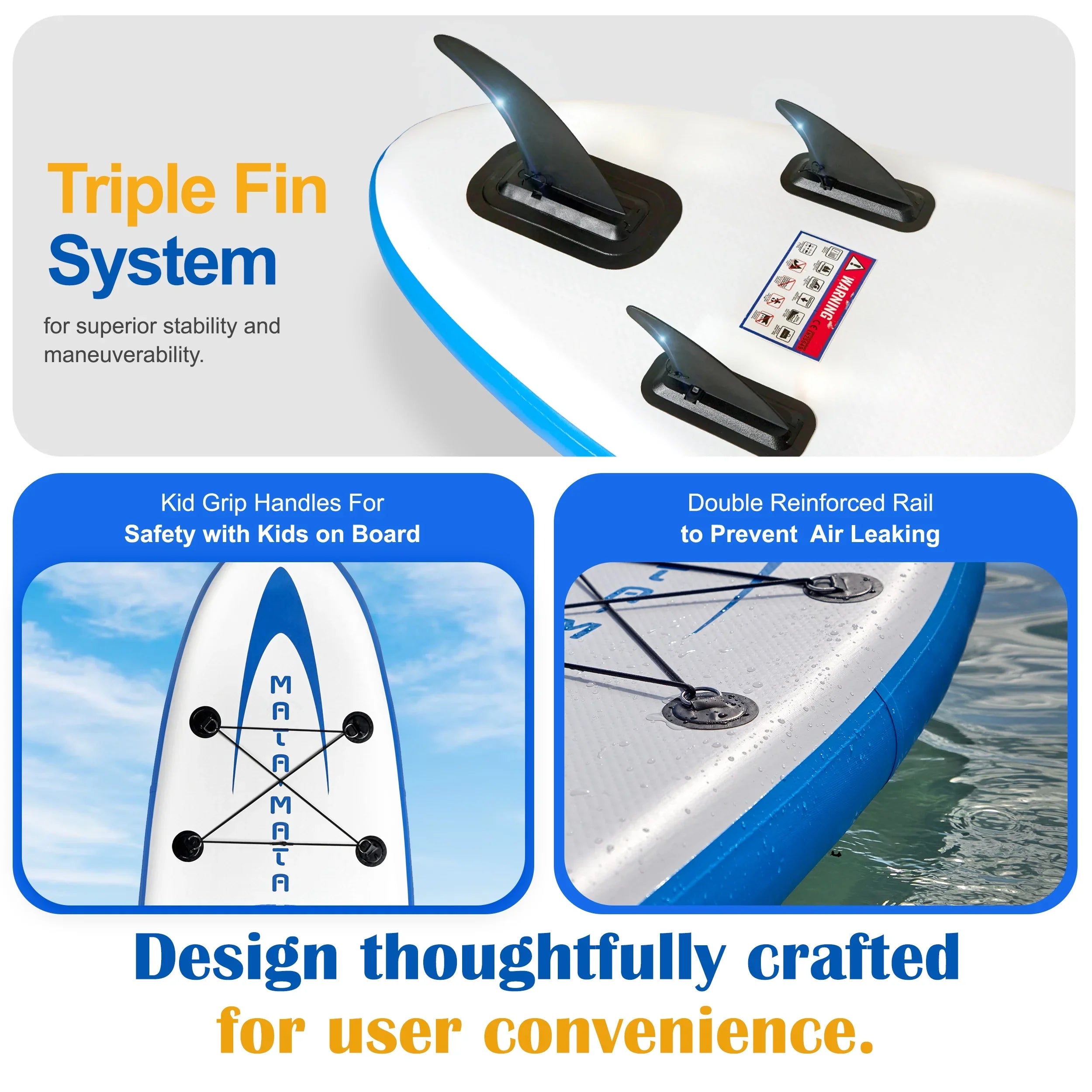 MATA MATA Blue Stream 10' Stand Up Paddle Board with Premium SUP Accessories & Backpack, Non-Slip Deck, Liquid Bag, Leash Paddle, and Hand Pump