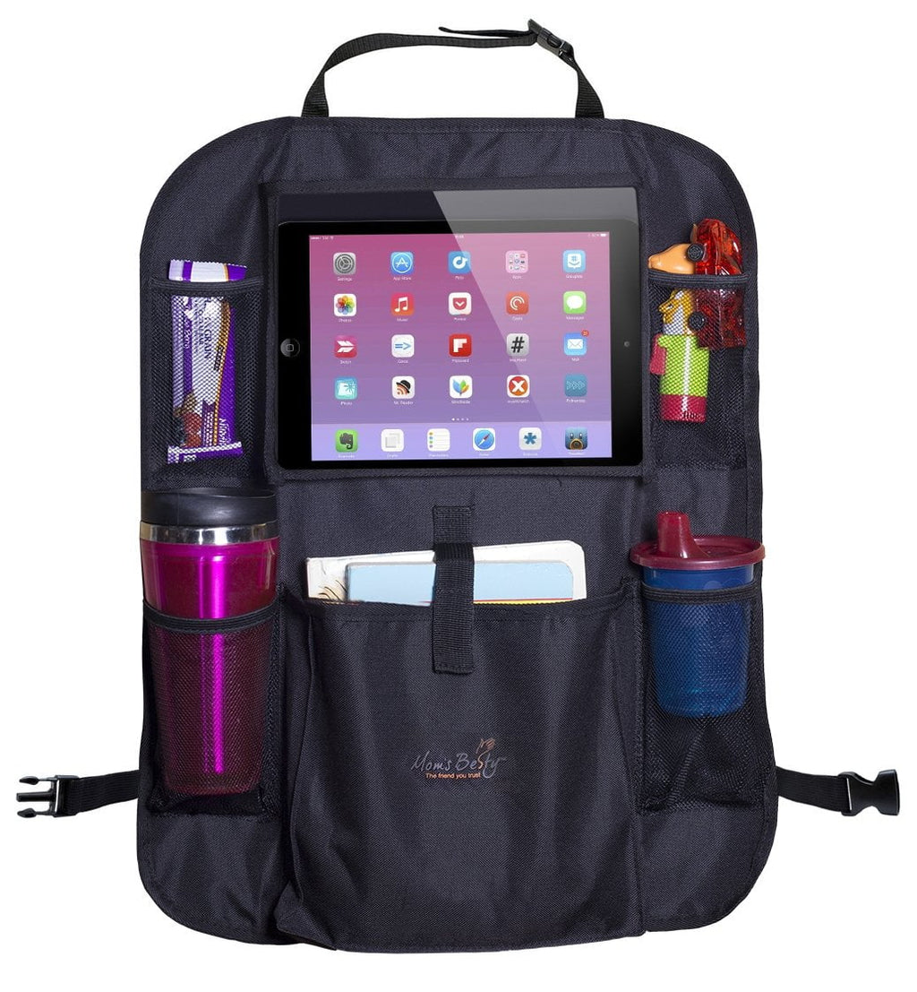 Mom's Besty Car Back Seat Organizer for Kids and Toddlers - Touch Display Tablet Holder for Android & iOS Tablets - Multipurpose Use as Auto Seat Back Protector, Kick Mat, Car Organizer