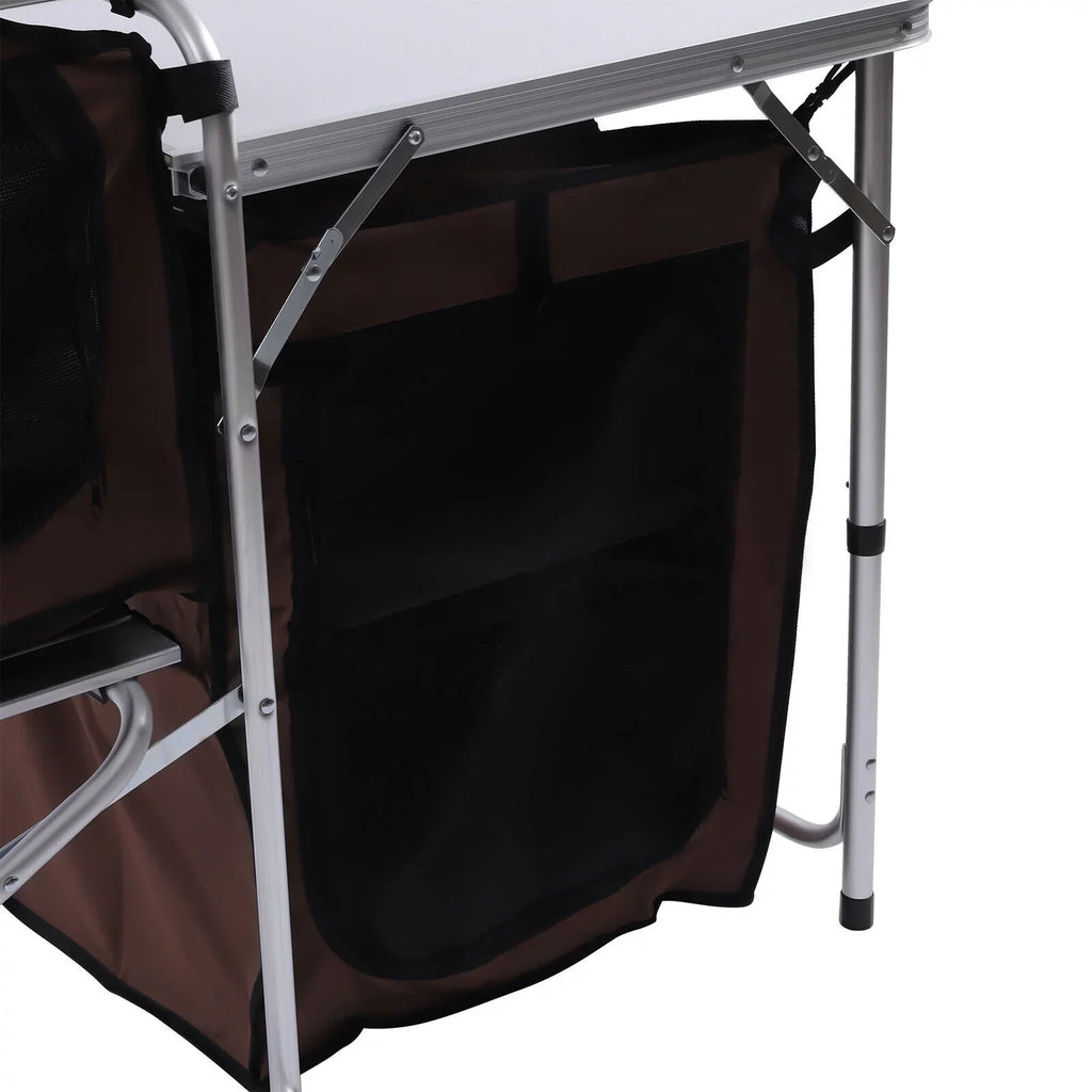 FETCOI Portable Foldable Camping Kitchen Station Folding Grill Table W/ Tabletop