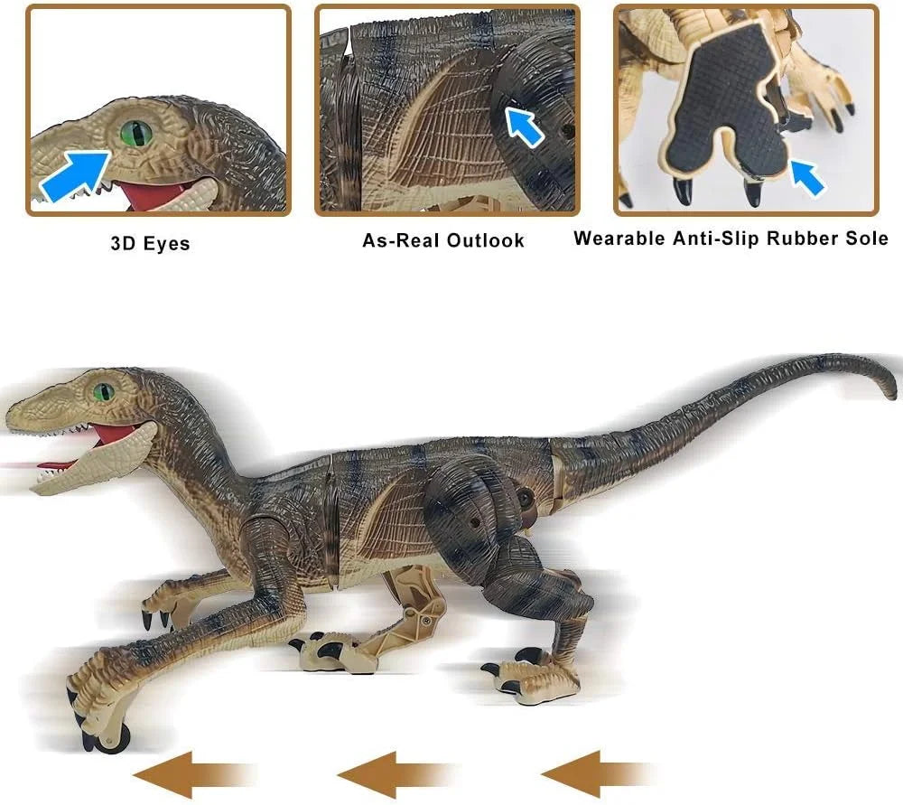 Remote Control Dinosaur Toys with Light up 3D Eyes, Shaking Head, Roaring Sounds, Walking Dinosaur Toy Gift for Kids Age 3-12 Years