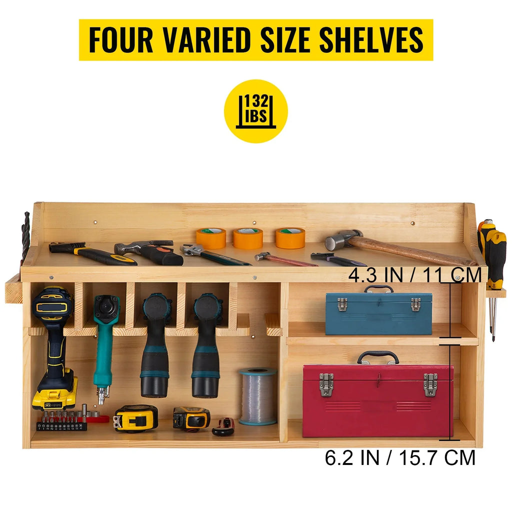 BENTISM Power Tool Organizer Drill Wall Tool Holder 5 Slots 4-shelf Wall Mounted