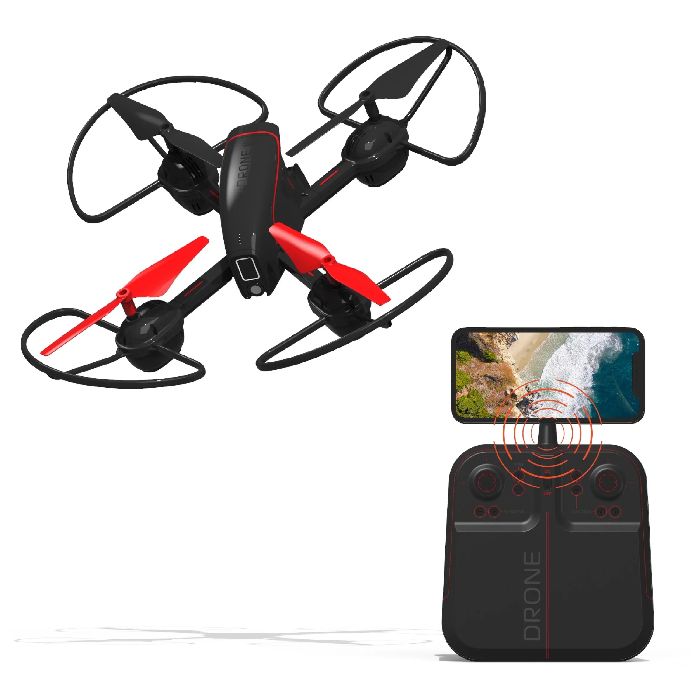 SHARPER IMAGE 2.4GHz RC Mach 10inch Drone with Stream Camera, Remote Controlled Quadcopter with Assisted Landing, Wireless and Rechargeable