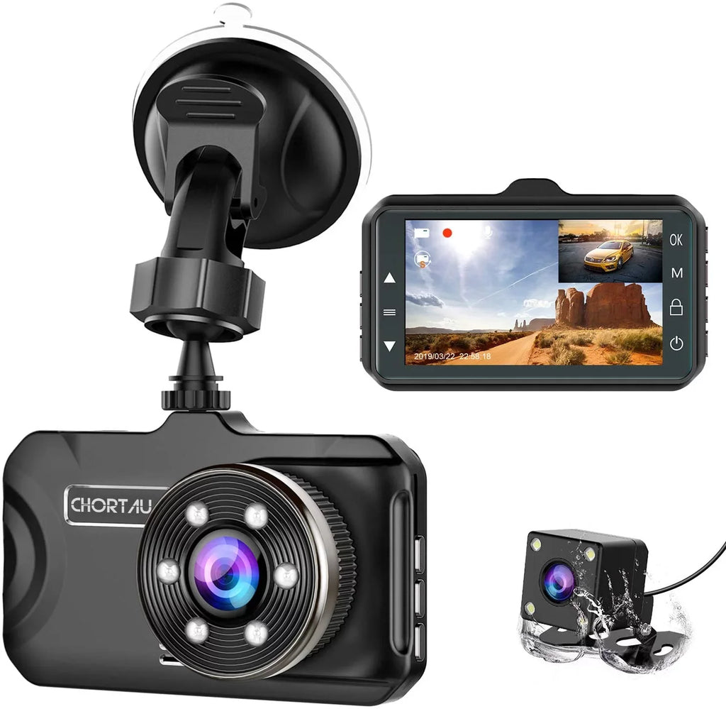 Dash Cam Front and Rear Dual Dash Cam 3 inch Dashboard Camera Full HD 170° Wide Angle Backup Camera with Night Vision WDR G-Sensor Parking Monitor Loop Recording Motion Detection