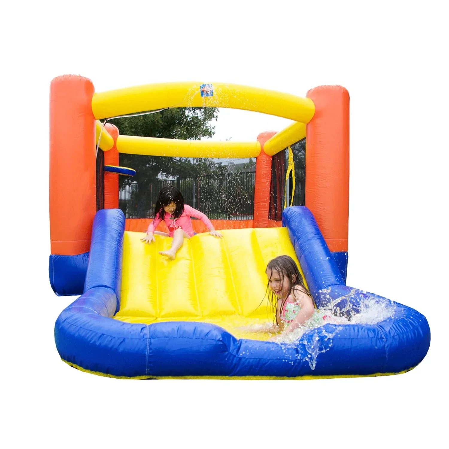 JumpOrange OJ Outdoor Inflatable Bounce House with Slide and Pool for Kids (with Blower)