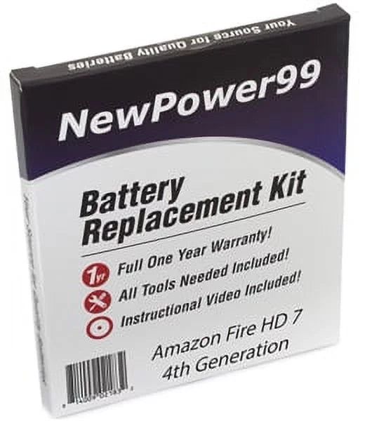 Amazon Fire HD 7" 4th Generation Battery Replacement Kit with Tools, Video Instructions, Extended Life Battery and Full One Year Warranty