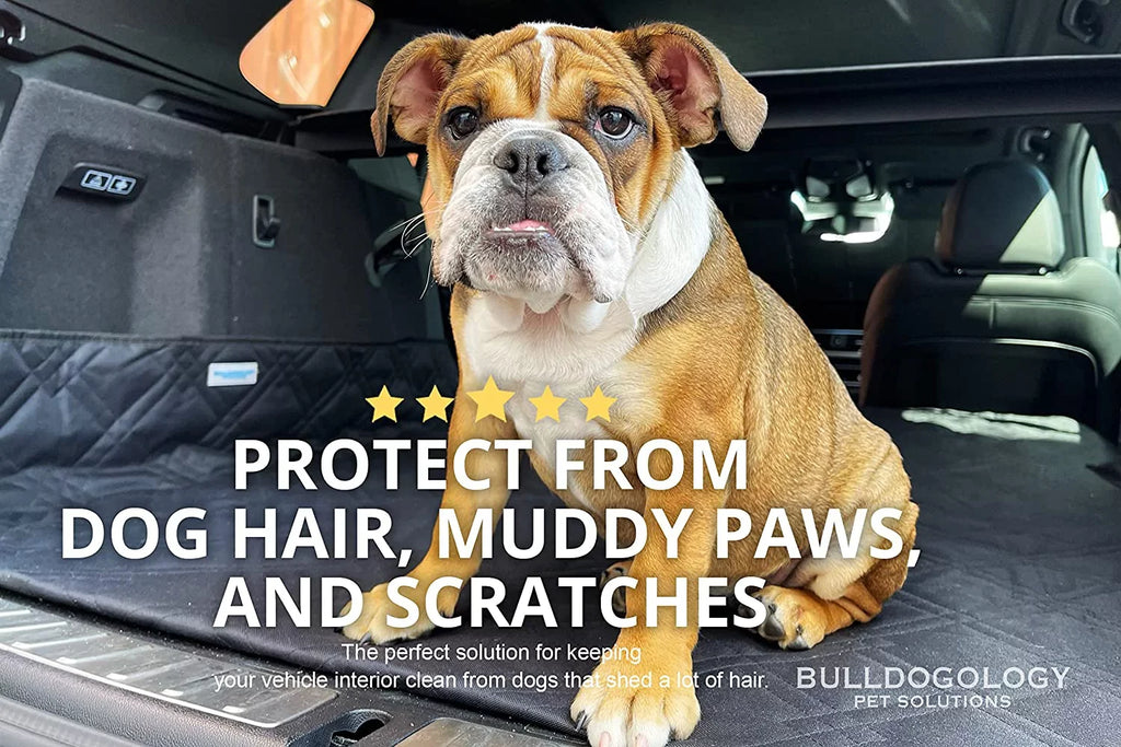 Bulldogology SUV Cargo Liner for Dogs - Heavy Duty Pet Trunk Cargo Cover - Dog Car Seat Cover Fluid Nonslip - Dog Hair, Muddy Paws, Scratches Cover Protector for Cars Vans SUVs (X-Large, Grey)
