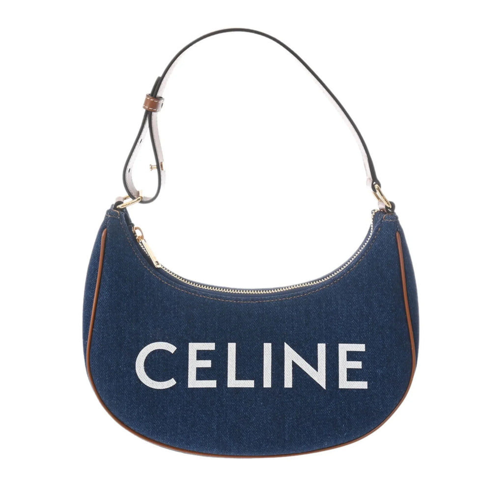 Pre-Owned CELINE Ava Blue 193952DKA Women's Denim Leather Handbag (Like New)
