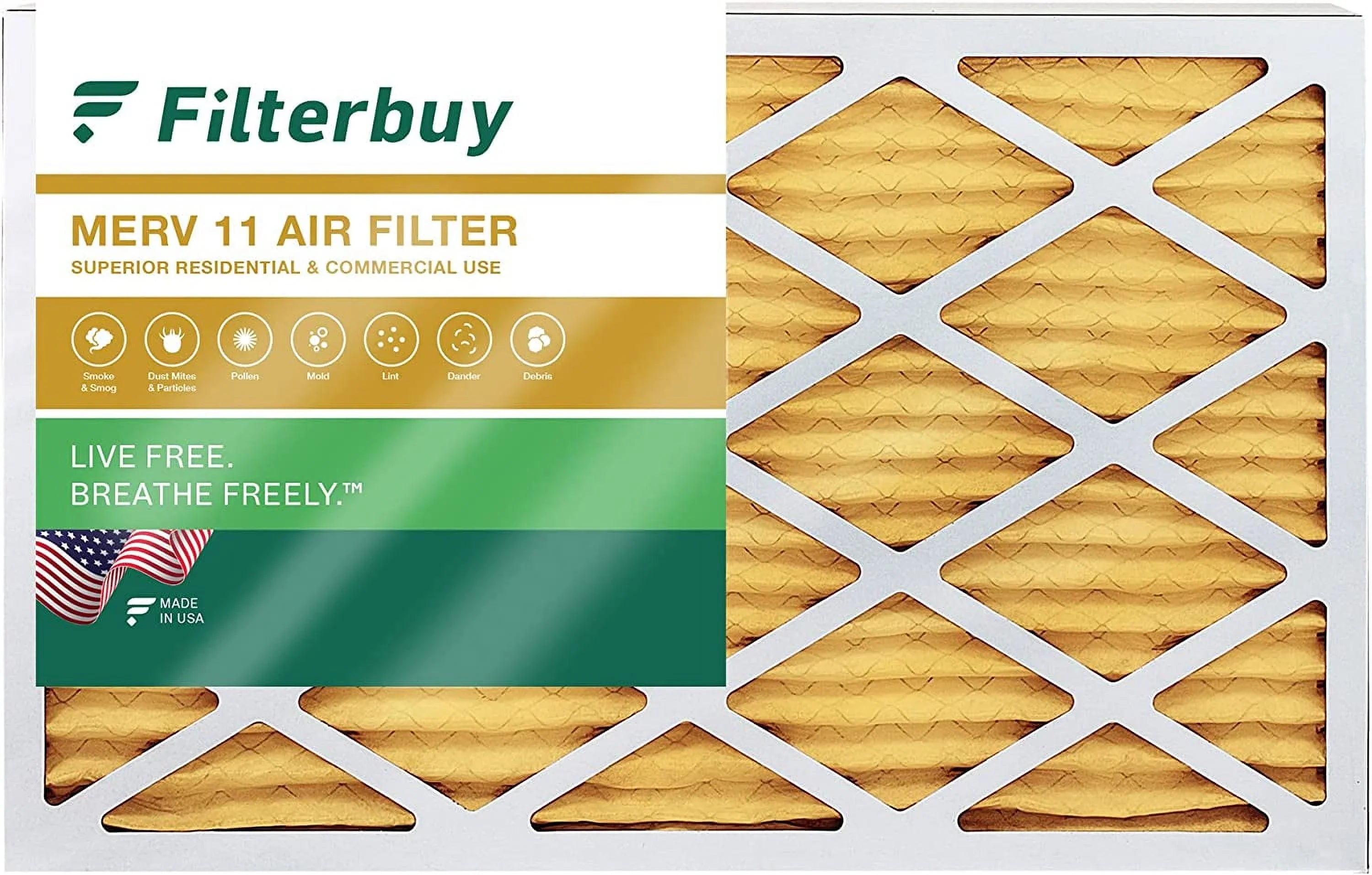 Filterbuy 20x30x1 MERV 11 Pleated HVAC AC Furnace Air Filters (1-Pack)