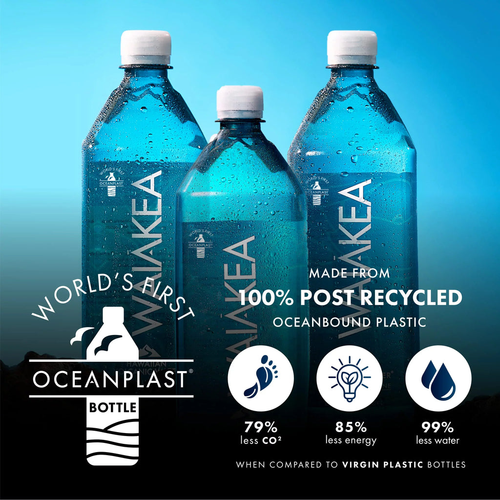 Waiakea Hawaiian Volcanic Fluid Naturally Alkaline, 100% Recycled Bottle, 16.9 Fl Oz (Pack of 24)