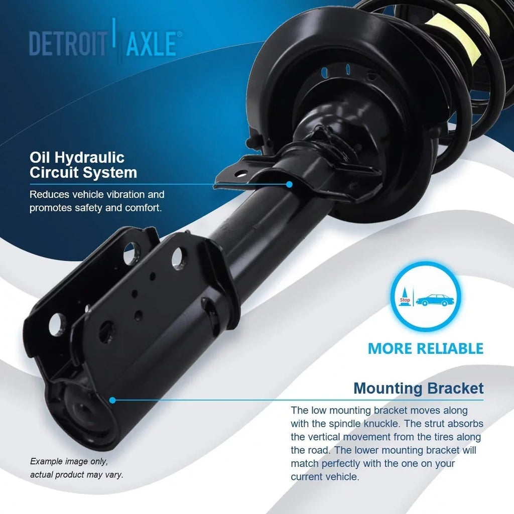Detroit Axle - Rear Struts Sway Bars for 1997-2005 Buick Century 97-03 Pontiac Grand Prix 97-04 Regal [Excludes 18" Wheels] Complete 2 Struts with Coil Spring 2 Sway Bar Links Replacement