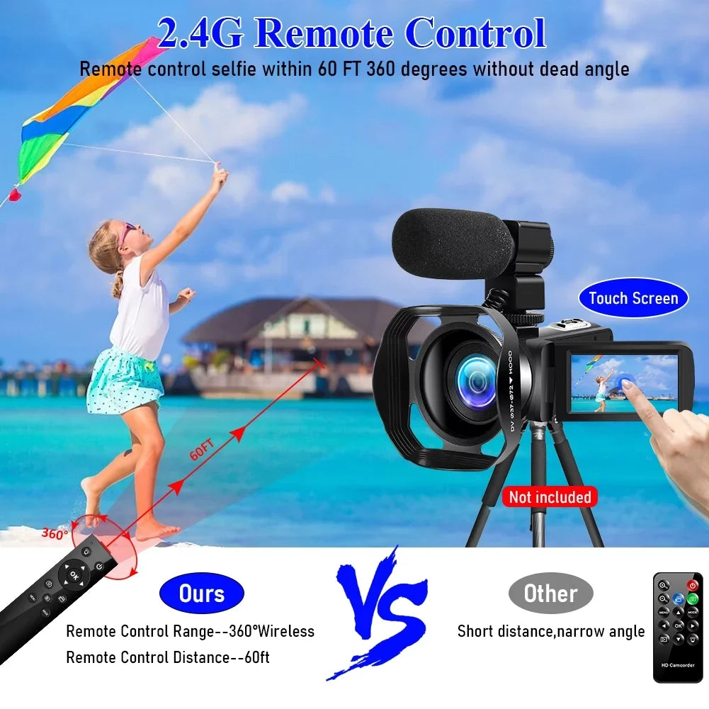 MARVUE 4K Video Camera for Youtube Camcorder 48MP 60FPS WiFi Vlogging 18X Digital Camera IR Night Vision
