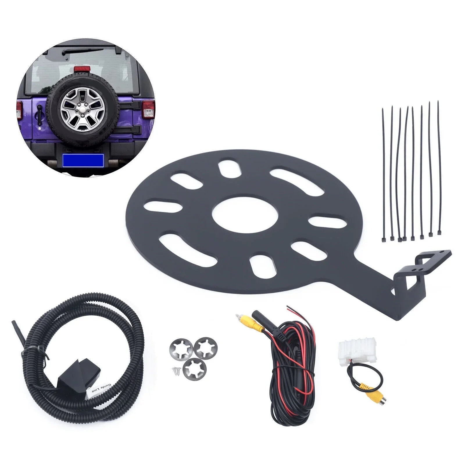 Backup Camera Mount for Jeep Wrangler JK 2007-17 Rear View Spare Tire Kits 170°