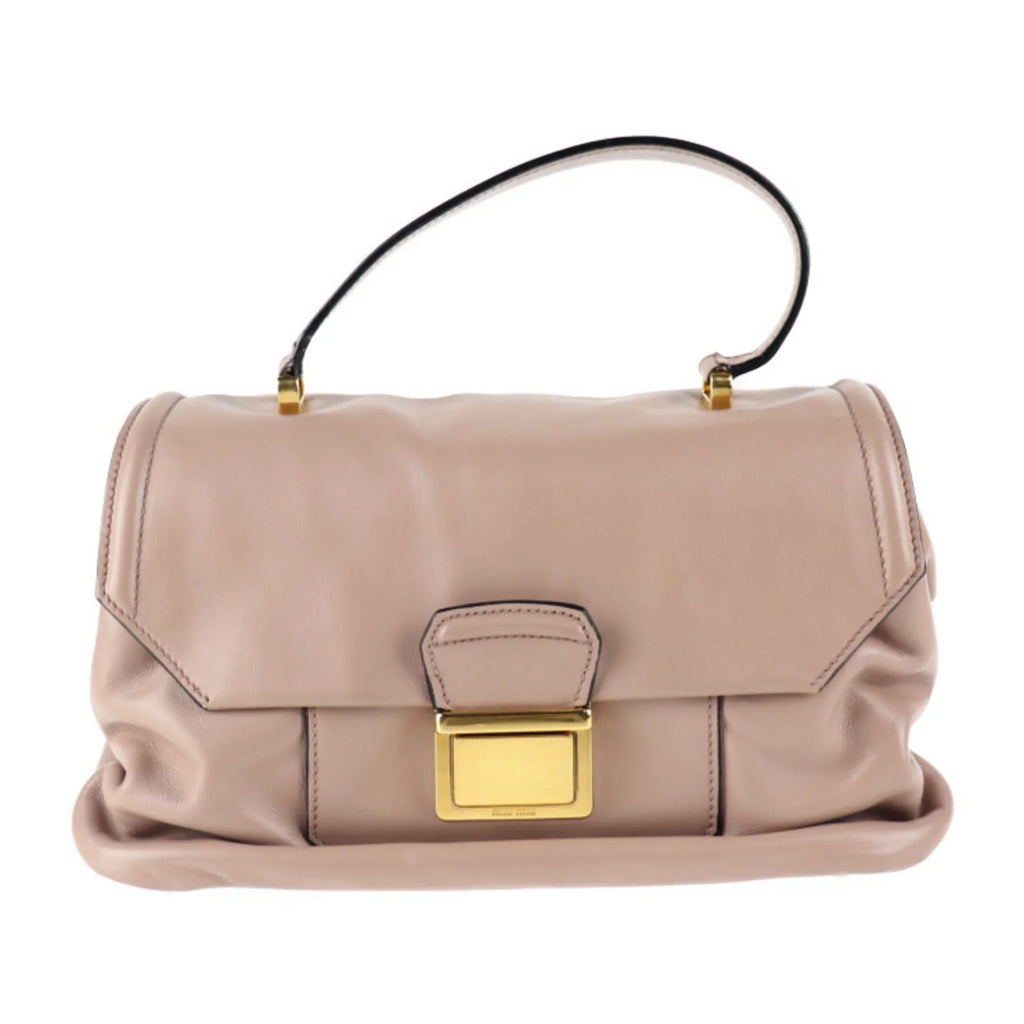 Pre-Owned Miu Miu MIUMIU handbag RN1079 leather CAMMEO pink beige 2WAY (Good)