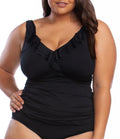 Lauren Ralph Lauren Plus Slimming-Fit Ruffled Underwire Tankini Top Black 16W
