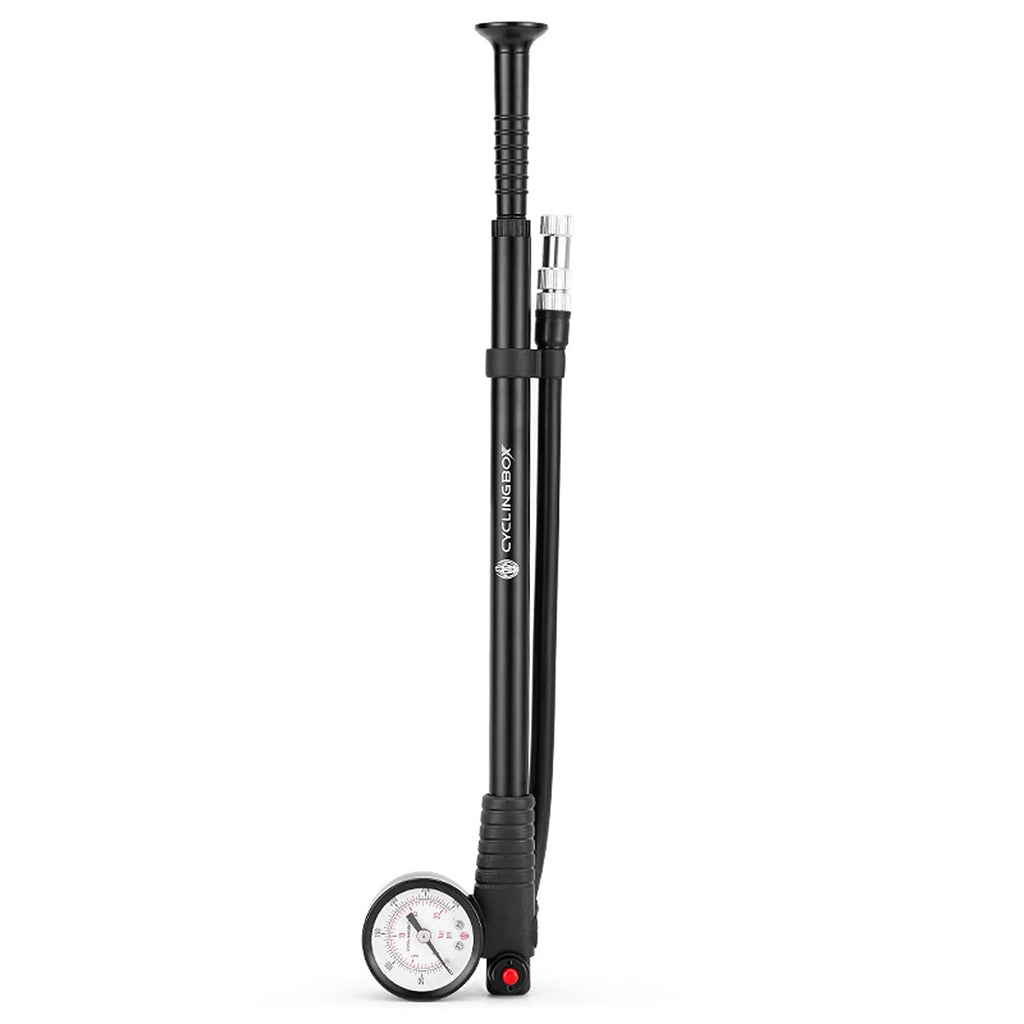 CYCLINGBOX Mountain Road Bike Pump 300PSI High Pressure with Gauge Presta Schrader Valve for Front Fork Rear Suspension Air Shocks