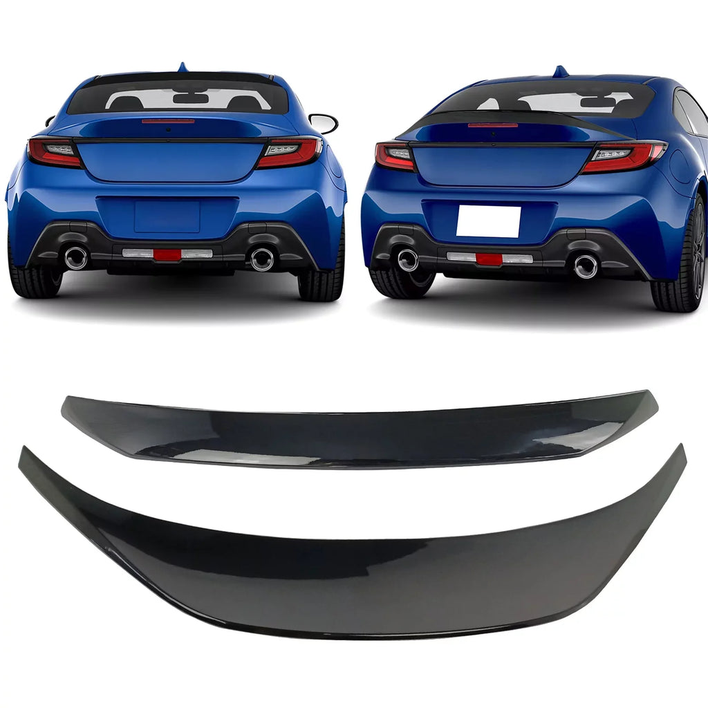 Ikon Motorsports Roof + Trunk Spoiler Compatible With 2022-2023 Subaru BRZ Toyota GR86, Painted D4S Crystal Black Silica/Raven Pearl ABS IKON Style Rear Window Visor Wing + TRD Style Trunk Spoiler