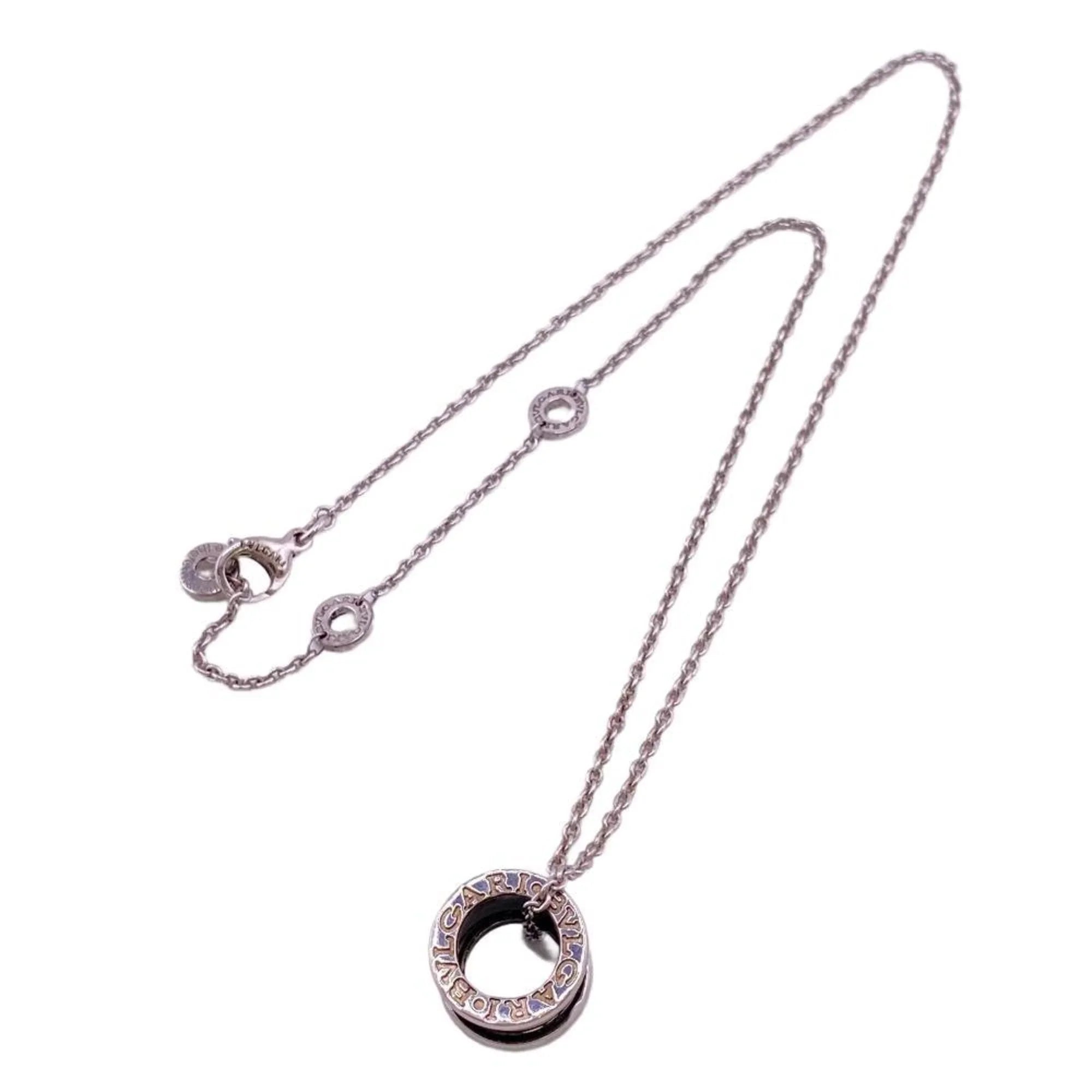Pre-Owned BVLGARI B. Zero One 925 Save the Children Charity Necklace Black Men's Women's Z0005229 (Fair)