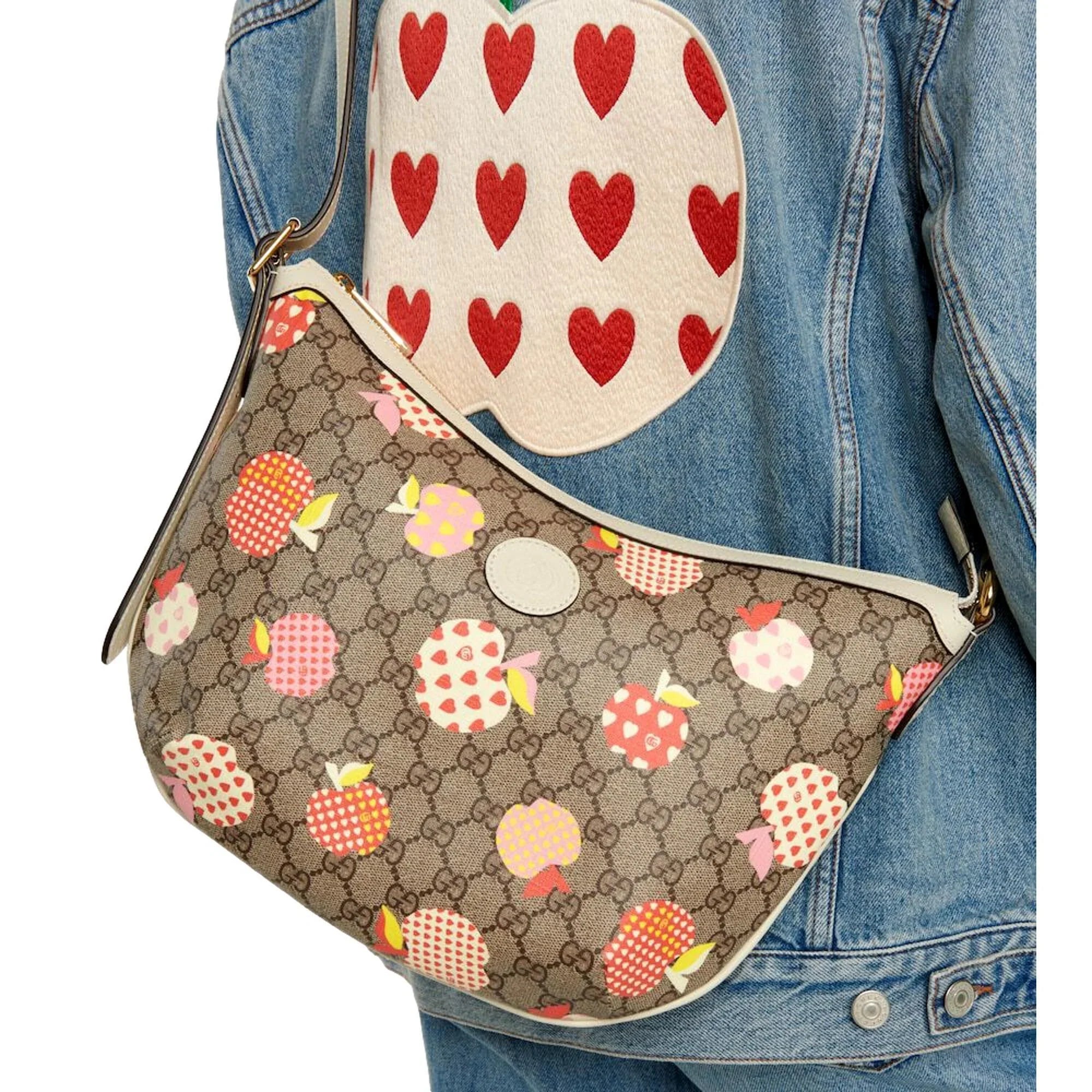 New Gucci Les Pommes GG Supreme Shoulder Bag 598125