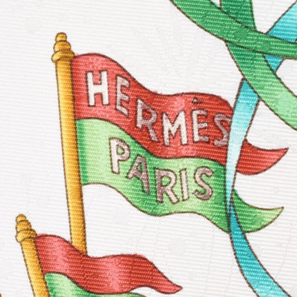 Pre-Owned Hermes HERMES Carre 90 Silk Scarf Amusement Park LUNA PARK Red White (Good)