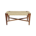 Mid-Century Modern Wooden Stool with Woven Seat