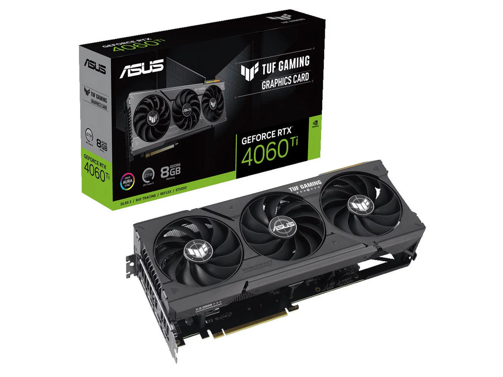 TUF NVIDIA GeForce RTX 4060 Ti Graphic Card - 8 GB GDDR6 - 7680 x 4320 - 2.57 GHz Boost Clock - 128 bit Bus Width - PCI Express 4.0 - DisplayPort - 3 x DisplayPort - HDMI