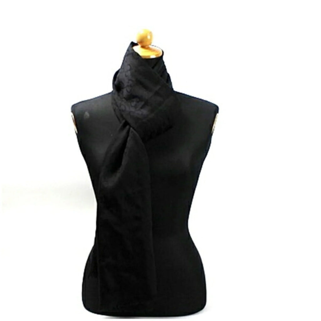 Pre-Owned Gucci Wool x Silk Stole Shawl Rectangular Black GG Pattern 165904 GUCCI Women's (Good)