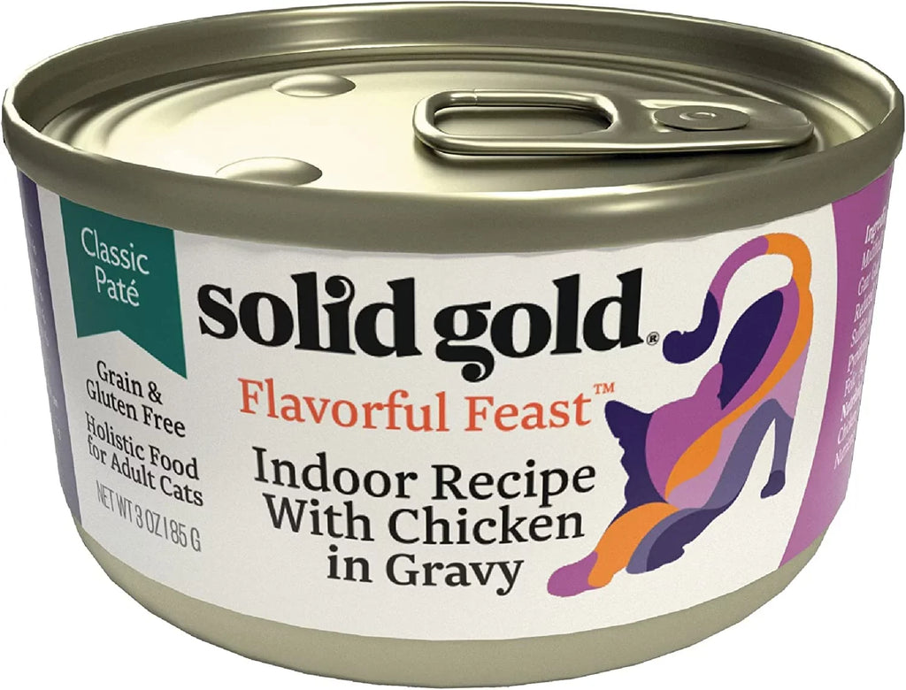Solid Gold Wet Cat Food Pate for Adult & Senior Cats - Made with Real Chicken - High Protein Grain Free Wet Cat Food for Healthy Digestion, Skin and Coat & Sensitive Stomach - 3oz (24 Count)