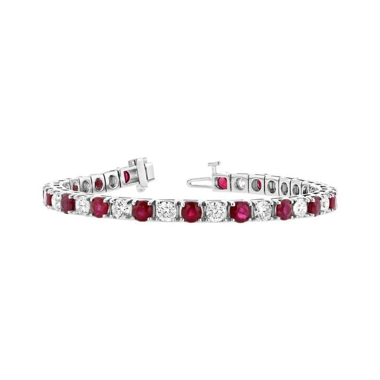 Louis Creations BB45RD-WG 6.25 CTW Diamond & Ruby Diamond Bracelet, 14K White Gold