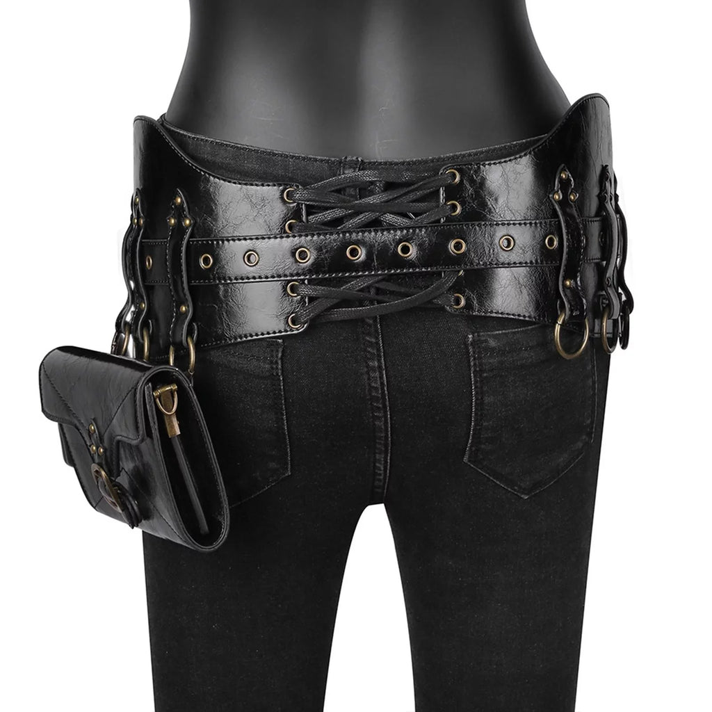 Gothic Waist Packs Fanny Pack Women Girls Handbag Portable Sturdy Punk Bag Steampunk Bag for Fishing Street Short Trips Dating Backpacking