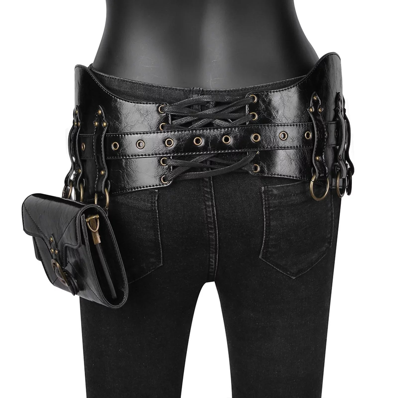 Gothic Waist Packs Fanny Pack Women Girls Handbag Portable Sturdy Punk Bag Steampunk Bag for Fishing Street Short Trips Dating Backpacking